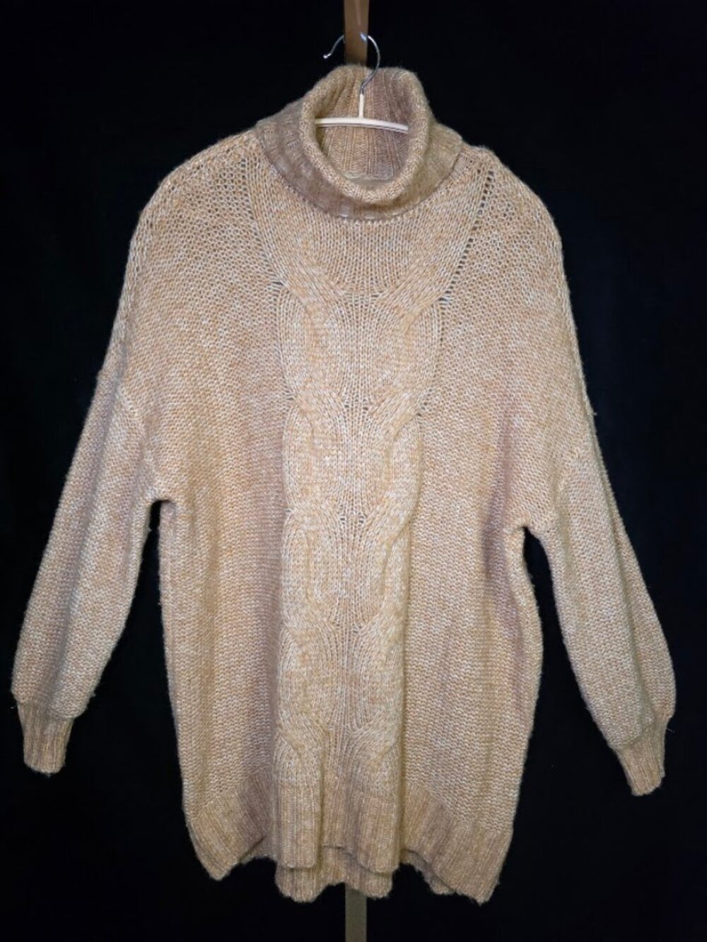 Aerie Chunky Wool-Blend Cable-Knit Turtleneck Sweater S